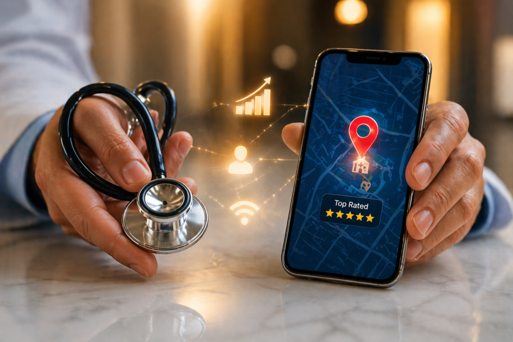 online marketing for doctors - doctor connecting healthcare with digital patient acquisition tools in India